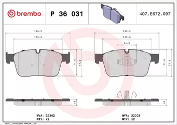 Brembo P 36 031 <span>тормозные колодки передние</span>