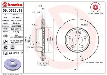 Brembo Prime Line 09.D525.13 <span>тормозной диск </span>