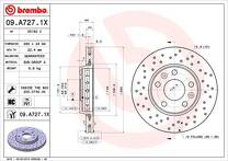 Тормозной диск Brembo Xtra Line 09.A727.1X для Renault Laguna 3 пок. / купе / рестайлинг