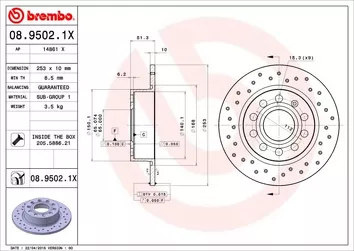Brembo Xtra Line 08.9502.1X <span>тормозной диск полный</span>