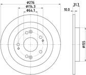 Тормозной диск Hella Pagid Pro 8DD 355 118-351 для Honda Civic 9 пок. / универсал / рестайлинг