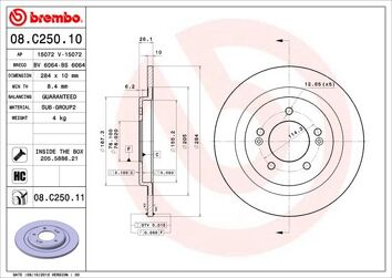 Brembo Prime Line 08.C250.11 <span>тормозной диск полный</span>