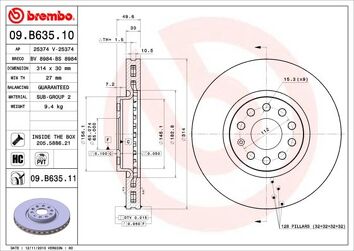 Brembo Prime Line 09.B635.11 <span>тормозной диск вентилируемый</span>