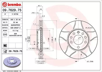 Brembo Xtra Line 09.7629.75 <span>тормозной диск вентилируемый</span>