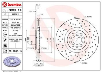 Brembo Xtra Line 09.7880.1X <span>тормозной диск вентилируемый</span>