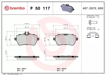 Brembo P 50 117 <span>тормозные колодки задние</span>