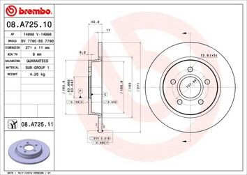 Brembo Prime Line 08.A725.10 <span>тормозной диск полный</span>