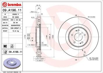 Brembo Prime Line 09.A196.11 <span>тормозной диск вентилируемый</span>