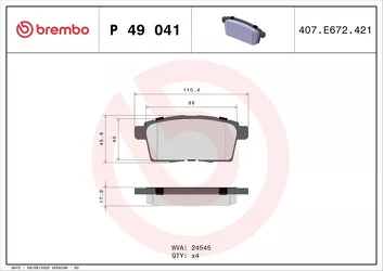 Brembo P 49 041 <span>тормозные колодки задние</span>