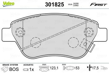 Valeo First 301825 <span>тормозные колодки передние/задние</span>