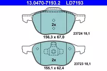 Передние тормозные колодки ATE Ceramic 13.0470-7193.2 для Mazda 3 BK / хэтчбек / рестайлинг