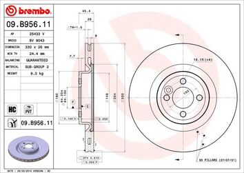 Brembo 09.B956.11 <span>тормозной диск вентилируемый</span>