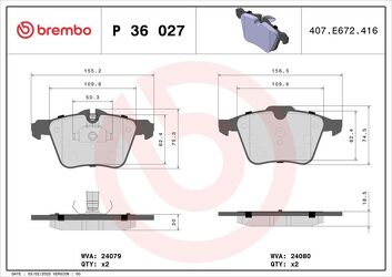Brembo P 36 027 <span>тормозные колодки передние</span>