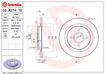 Тормозной диск Brembo Prime Line  08.A274.10