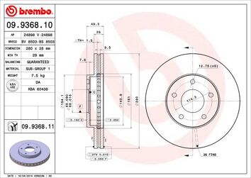 Brembo Prime Line 09.9368.11 <span>тормозной диск вентилируемый</span>