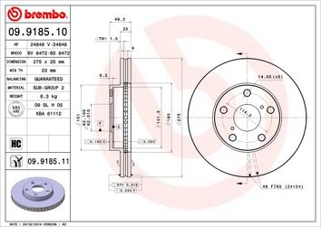 Brembo Prime Line 09.9185.10 <span>тормозной диск вентилируемый</span>