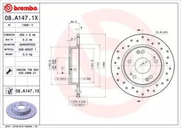 Brembo Xtra Line 08.A147.1X <span>тормозной диск </span>