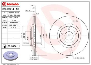 Brembo Prime Line 09.B354.10 <span>тормозной диск вентилируемый</span>