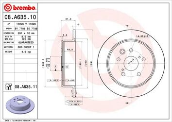 Brembo Prime Line 08.A635.11 <span>тормозной диск полный</span>