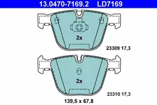 Задние тормозные колодки ATE Ceramic  13.0470-7169.2