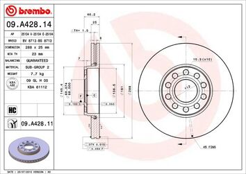 Brembo Prime Line 09.A428.11 <span>тормозной диск вентилируемый</span>