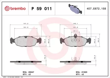 Brembo P 59 011 <span>тормозные колодки передние</span>