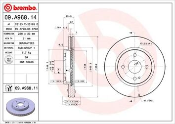Brembo Prime Line 09.A968.14 <span>тормозной диск вентилируемый</span>