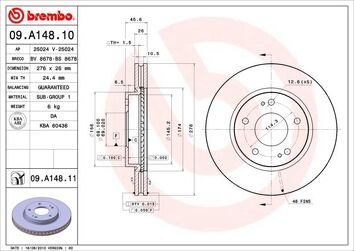 Brembo Prime Line 09.A148.11 <span>тормозной диск вентилируемый</span>