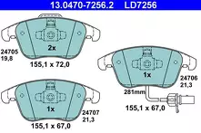 Передние тормозные колодки ATE Ceramic  13.0470-7256.2