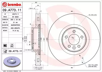 Brembo Prime Line 09.A773.11 <span>тормозной диск вентилируемый</span>
