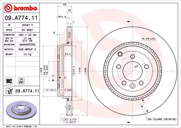Brembo Prime Line 09.A774.11 <span>тормозной диск вентилируемый</span>