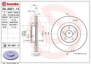 Brembo Prime Line 09.A921.11 <span>тормозной диск вентилируемый</span>