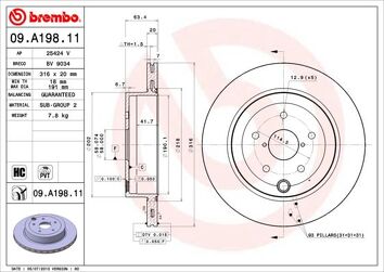 Brembo Prime Line 09.A198.11 <span>тормозной диск вентилируемый</span>