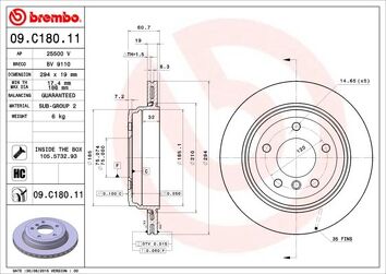 Brembo Prime Line 09.C180.11 <span>тормозной диск вентилируемый</span>