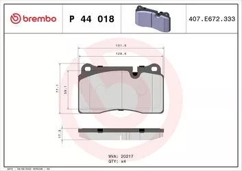 Brembo P 44 018 <span>тормозные колодки передние</span>