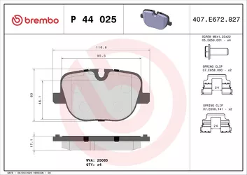 Brembo P 44 025 <span>тормозные колодки задние</span>
