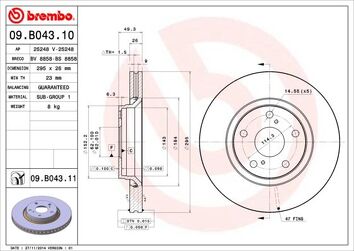 Brembo Prime Line 09.B043.11 <span>тормозной диск вентилируемый</span>