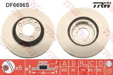 Тормозной диск TRW DF6696S для Volkswagen Touareg 2 пок.