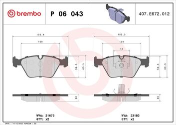 Brembo P 06 043 <span>тормозные колодки передние</span>