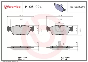 Brembo P 06 024 <span>тормозные колодки передние</span>