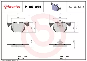 Brembo P 06 044 <span>тормозные колодки задние</span>