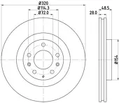 Тормозной диск Hella Pagid Pro 8DD 355 118-201 для Mazda CX-9 TB