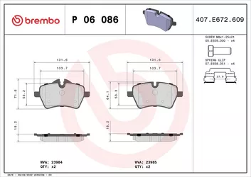Brembo P 06 086 <span>тормозные колодки передние</span>