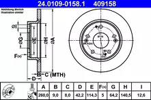 Тормозной диск ATE  24.0109-0158.1
