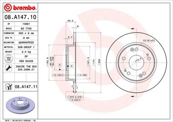 Brembo Prime Line 08.A147.11 <span>тормозной диск полный</span>