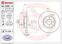 Тормозной диск Brembo Prime Line 08.5086.14 для Fiat Panda 3 пок.