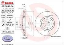 Тормозной диск Brembo Prime Line 09.5058.11 для Fiat Multipla 1 пок.