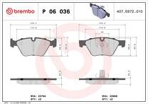 Передние тормозные колодки Brembo  P 06 036