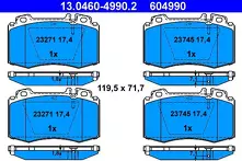 Передние тормозные колодки ATE  13.0460-4990.2