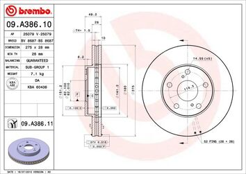 Brembo Prime Line 09.A386.10 <span>тормозной диск вентилируемый</span>